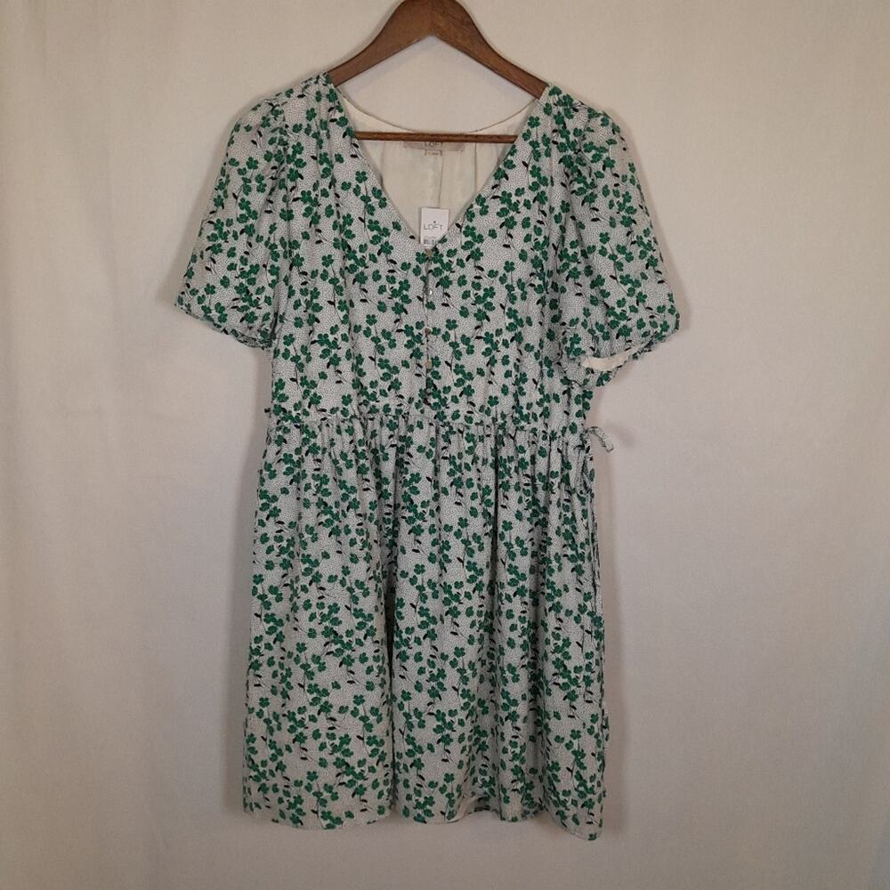 Loft Green White Floral Dress Women 4 NWT‎ Girlhoodcore  Cottagecore Classic